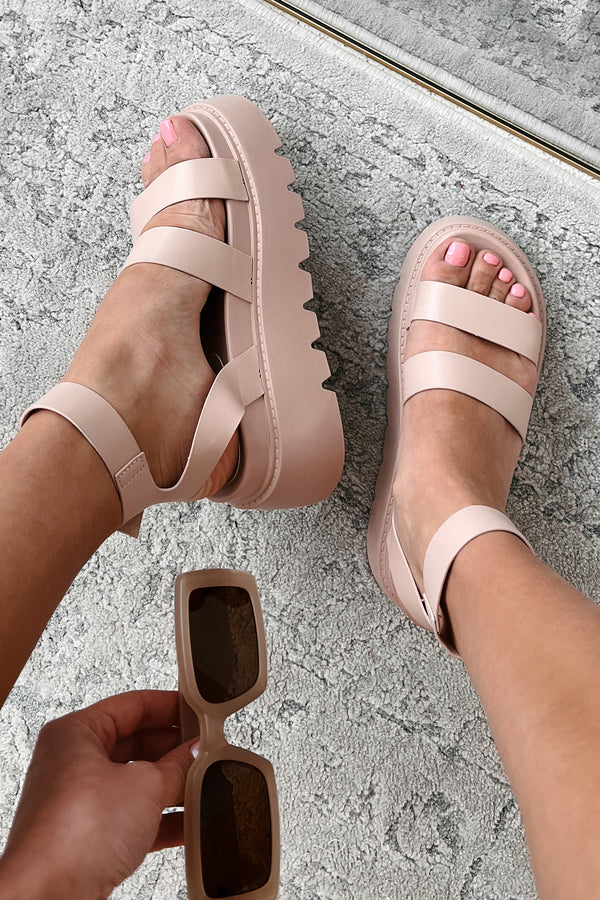 Walk Confidently Chunky Platform Sandals (Blush) - NanaMacs