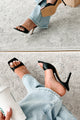 Little Bit Spicy Square Toe Heeled Sandal (Black Patent) - NanaMacs