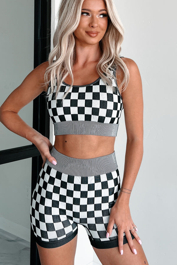 Unlocked Potential Checkered Two-Piece Shorts Set (Black) - NanaMacs