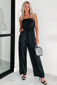 Glittering Goddess Rhinestone Embellished Jumpsuit (Black) - NanaMacs