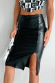 Successful Attitude Faux Leather Pencil Skirt (Black) - NanaMacs