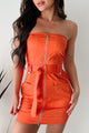 Bold Beyond Measure Zip Front Strapless Mini Dress (Orange) - NanaMacs