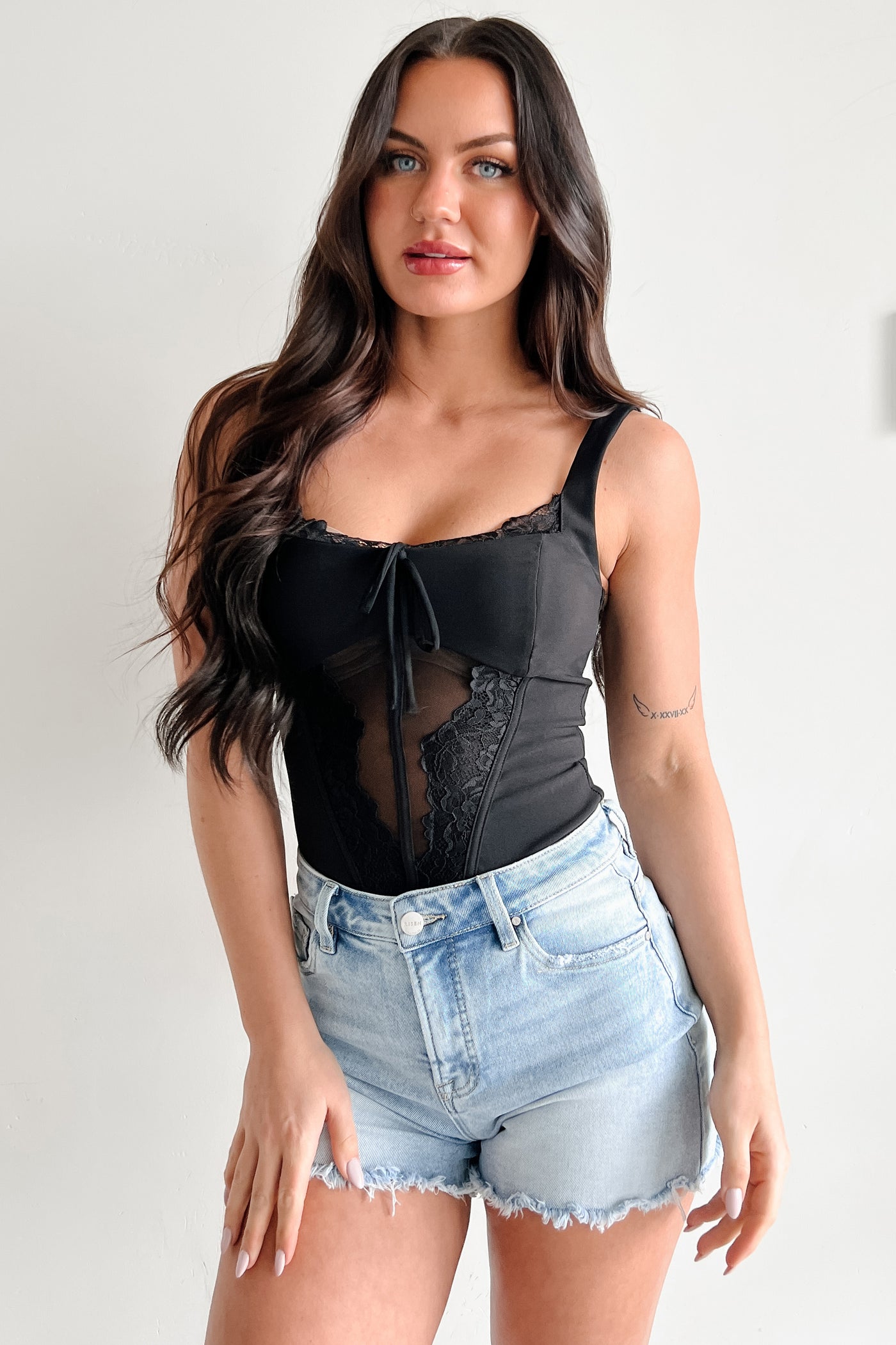 Totally Hooked Sleeveless Lace Bodysuit (Black) - NanaMacs