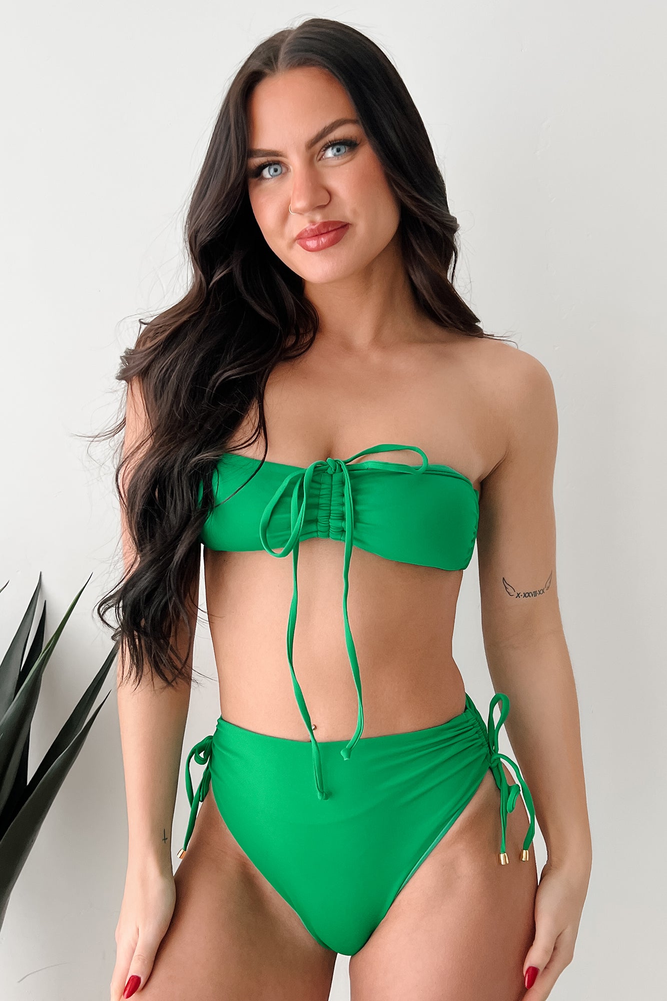 Splashing Around Bandeau Two Piece Bikini Set (Emerald Green) - NanaMacs