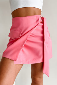 Retail Therapy Mini Wrap Skirt (Pink) - NanaMacs