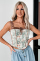 Whimsically Wild Floral Satin Hook Front Top (Sage Olive) - NanaMacs