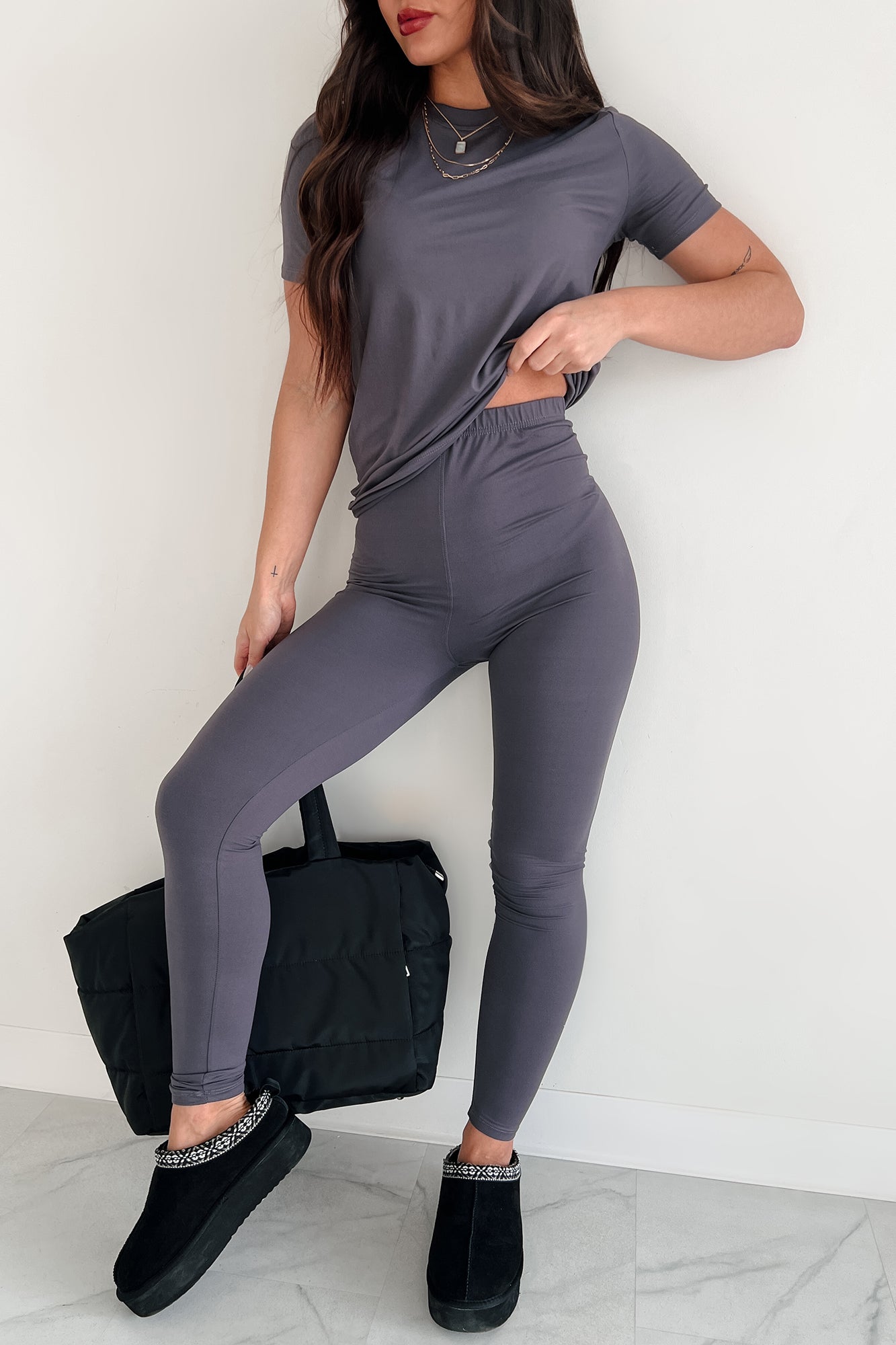 Zayne Buttery Soft T-Shirt & Leggings Set (Charcoal) - NanaMacs