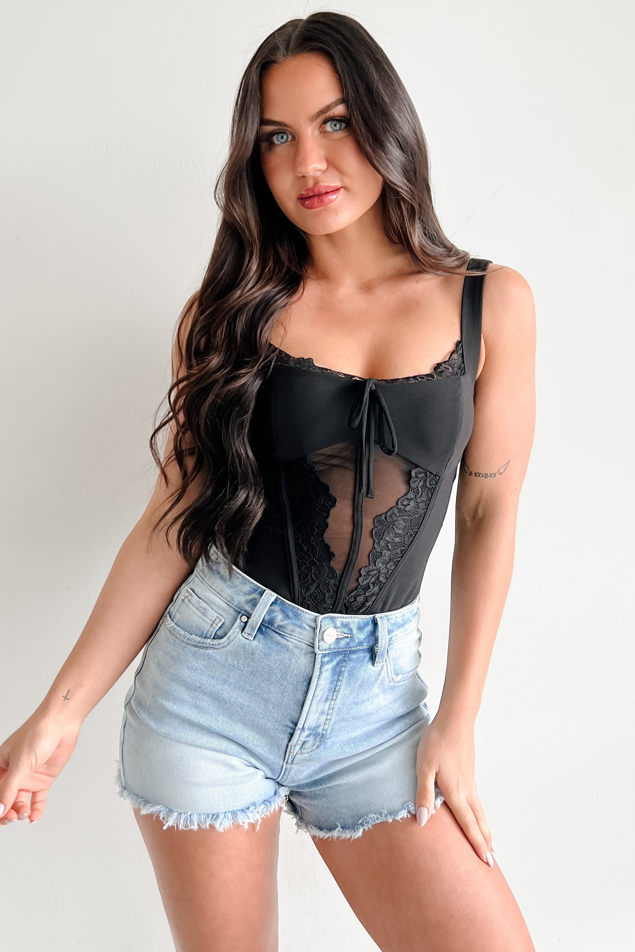 Totally Hooked Sleeveless Lace Bodysuit (Black) - NanaMacs