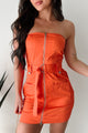 Bold Beyond Measure Zip Front Strapless Mini Dress (Orange) - NanaMacs