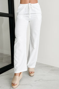 Like A Gentle Breeze High Waist Linen Pants (White) - NanaMacs