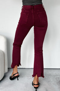 Tulsa Mid Rise Tummy Control Special A Kick Flare Jeans (Wine) - NanaMacs