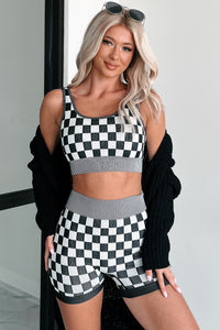 Unlocked Potential Checkered Two-Piece Shorts Set (Black) - NanaMacs