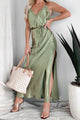 Beautiful Words Lace Trim Satin Maxi Dress (Olive Green) - NanaMacs