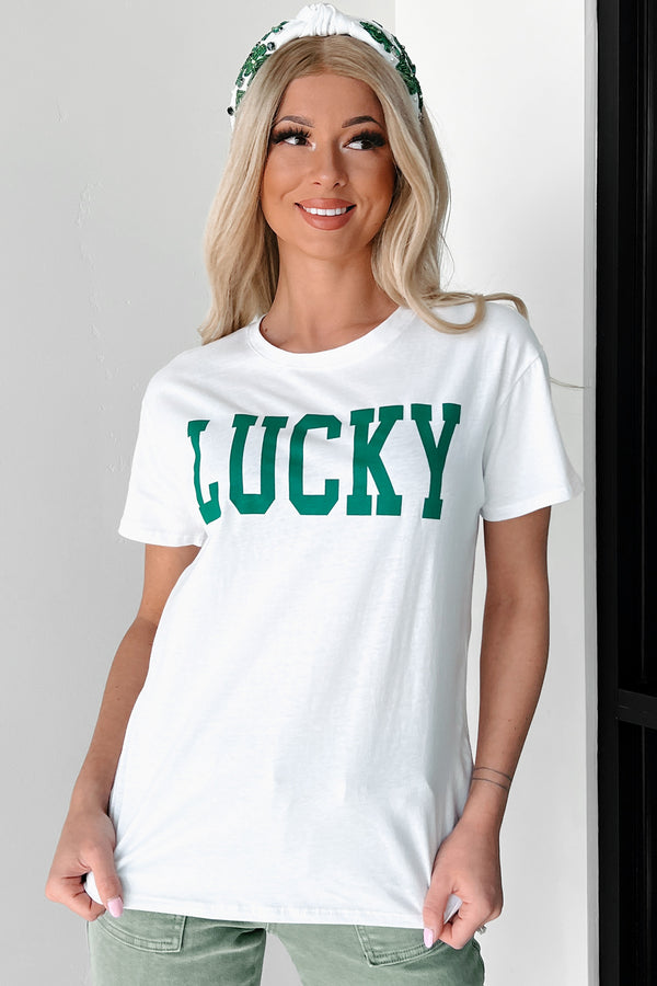 A Lucky Life Graphic T-Shirt (White) - NanaMacs