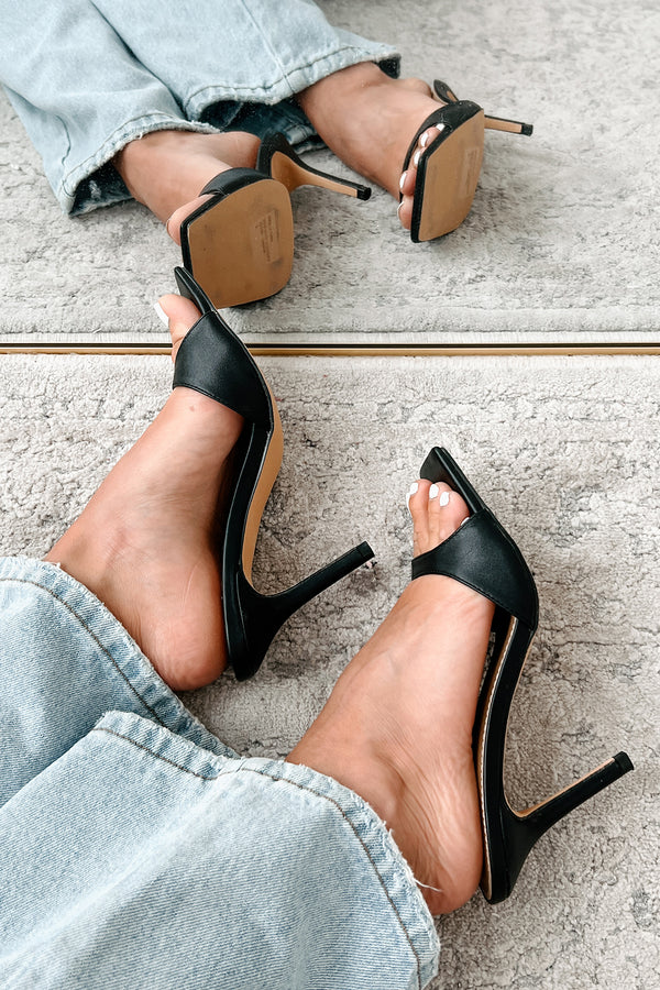 Little Bit Spicy Square Toe Heeled Sandal (Black Patent) - NanaMacs