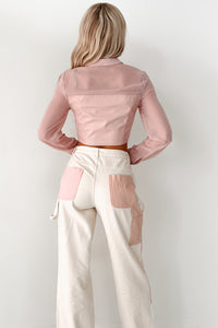 Sheer Passion Faux Leather Blouse (Pink) - NanaMacs