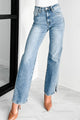 Garrison High Rise Rhinestone Detail Straight Leg Special A Jeans (Medium Dark) - NanaMacs