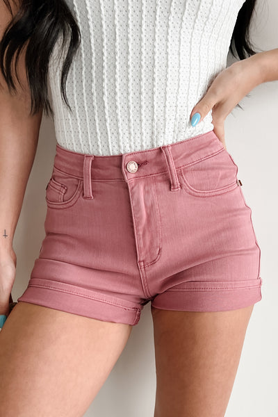 Luanne High Rise Judy Blue Denim Shorts (Rose) - NanaMacs