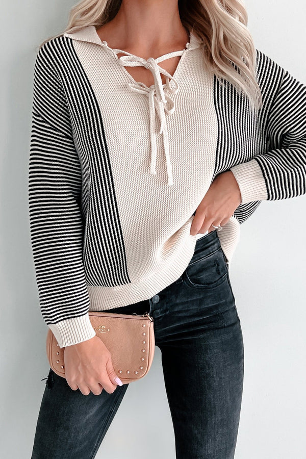 Cappuccino Cutie Colorblock Stripe Sweater (Oatmeal) - NanaMacs