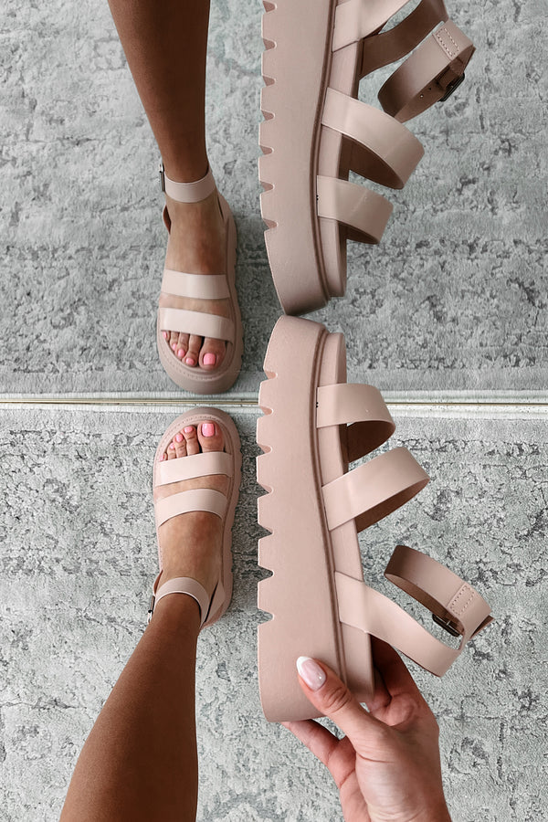 Walk Confidently Chunky Platform Sandals (Blush) - NanaMacs