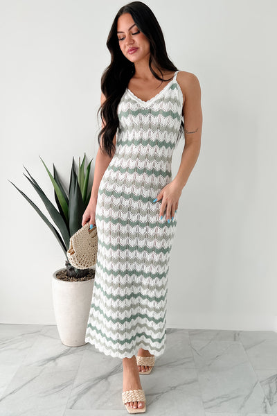 Simply Striped Sweater Knit Maxi Dress (Sage Combo) - NanaMacs