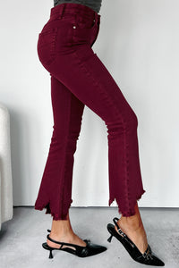 Tulsa Mid Rise Tummy Control Special A Kick Flare Jeans (Wine) - NanaMacs