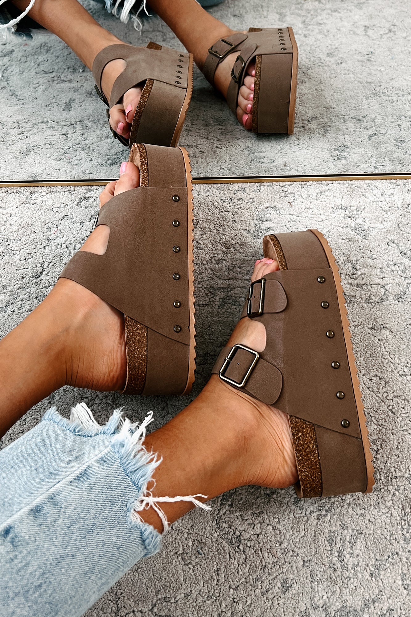 Free Spirited Soul Platform Sandals (Tan Nubuck) - NanaMacs