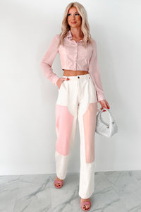 Sheer Passion Faux Leather Blouse (Pink) - NanaMacs