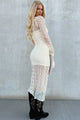 Paradigm Of Perfection Long Sleeve Lace Midi Dress (Cream) - NanaMacs