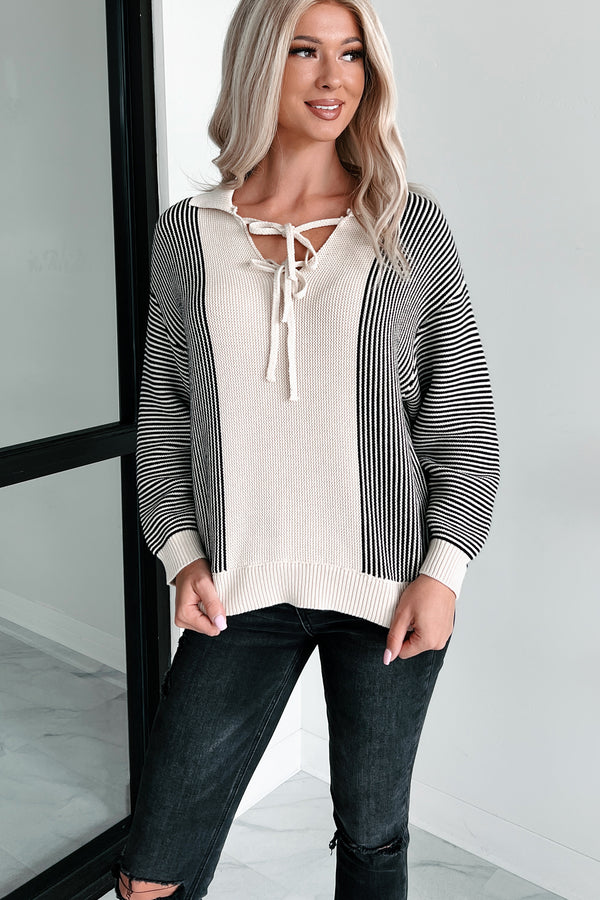 Cappuccino Cutie Colorblock Stripe Sweater (Oatmeal) - NanaMacs