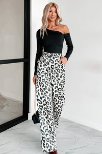 Feisty Feline Satin Wide Leg Pants (Leopard) - NanaMacs