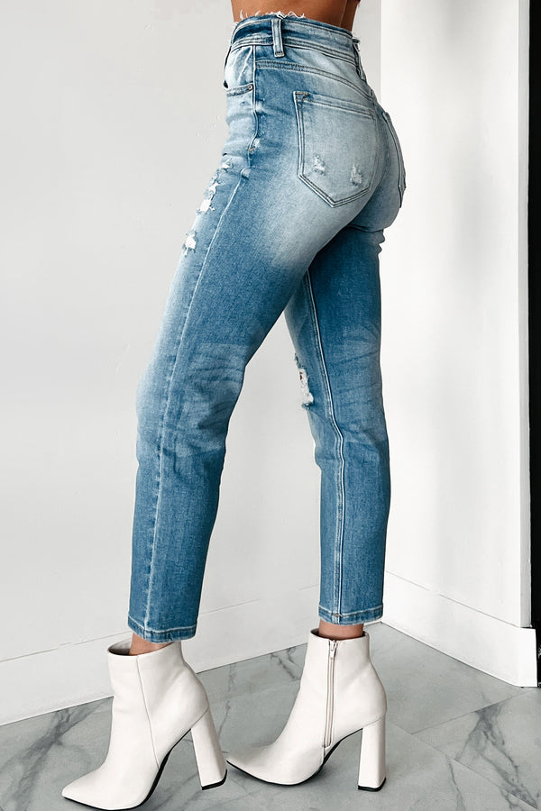 Andreas High Rise Distressed Kancan Mom Jeans (Light) - NanaMacs