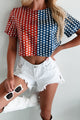 Exploding With Excitement Sequin Crop Top (Red/Blue) - NanaMacs