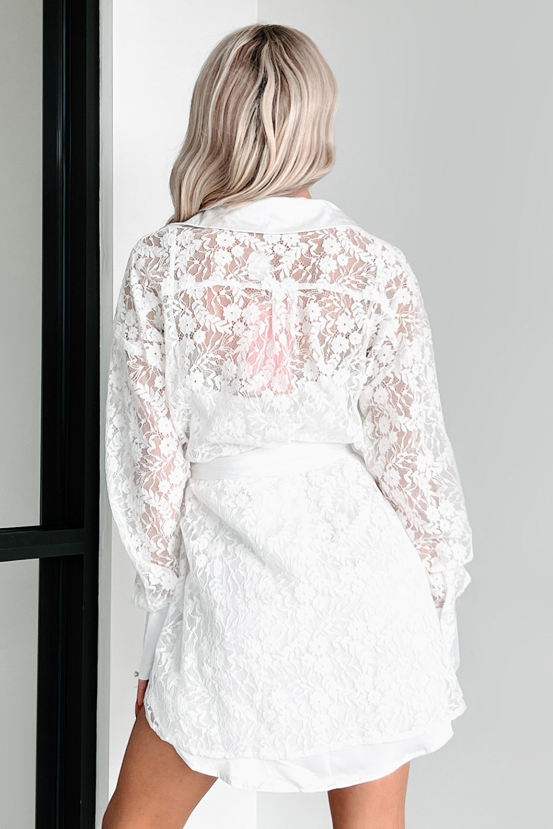 Women's Slice Of Heaven Lace Shirt Dress in White - Size S Women's Slice Of Heaven Lace Shirt Dress in White - Size S