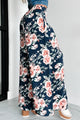 Dropping The Games Floral Wide Leg Pants (Navy) - NanaMacs