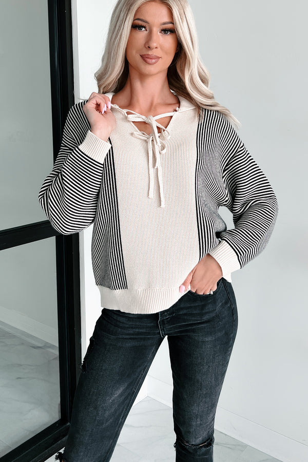 Cappuccino Cutie Colorblock Stripe Sweater (Oatmeal) - NanaMacs