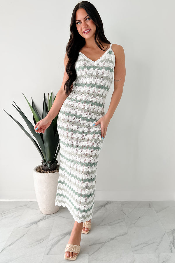 Simply Striped Sweater Knit Maxi Dress (Sage Combo) - NanaMacs