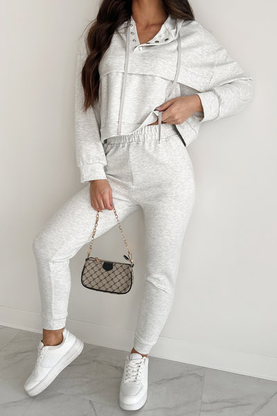 Cool As A Cucumber Hoodie & Sweatpants Set (Ivory Marl) - NanaMacs