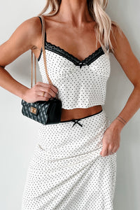 Headed To Brunch Heart Print Cami & Skirt Set (Cream/Black) - NanaMacs