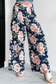 Dropping The Games Floral Wide Leg Pants (Navy) - NanaMacs