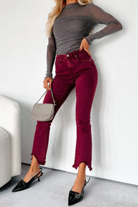 Tulsa Mid Rise Tummy Control Special A Kick Flare Jeans (Wine) - NanaMacs