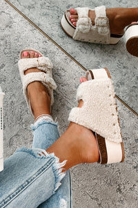 Bohemian Paradise Sherpa Platform Sandals (Ivory) - NanaMacs