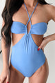 Take Me To The Tropics Halter Cutout Monokini (Blue) - NanaMacs