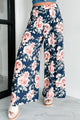 Dropping The Games Floral Wide Leg Pants (Navy) - NanaMacs