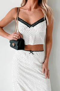 Headed To Brunch Heart Print Cami & Skirt Set (Cream/Black) - NanaMacs