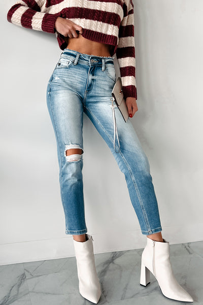 Andreas High Rise Distressed Kancan Mom Jeans (Light) - NanaMacs