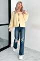 Forever Darling Tie Front Fluffy Cardigan Sweater (Yellow) - NanaMacs