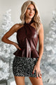 Dangerous Temptation Faux Leather Halter Top (Burgundy) - NanaMacs