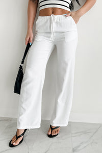 Like A Gentle Breeze High Waist Linen Pants (White) - NanaMacs