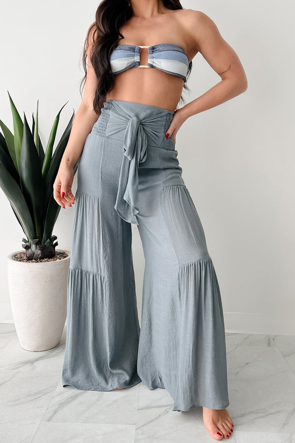 That Time Of Year Tiered Flowy Pants (Gray)